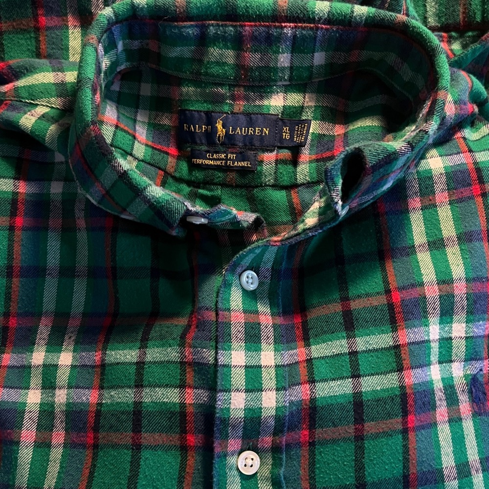 Ralph Lauren Vtg Flannel Shirt XL Mens Classic Plaid Green Preppy Manly Outdoors